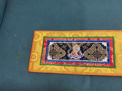 Tibetan Style Cloth Mat Embroidered With Eight Auspicious Crosses, Diamond Pestle, Bell Pestle, Tablecloth