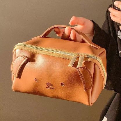 Brown Dog Handheld Makeup Bag Cute Design Multifunctional Storage Pouch