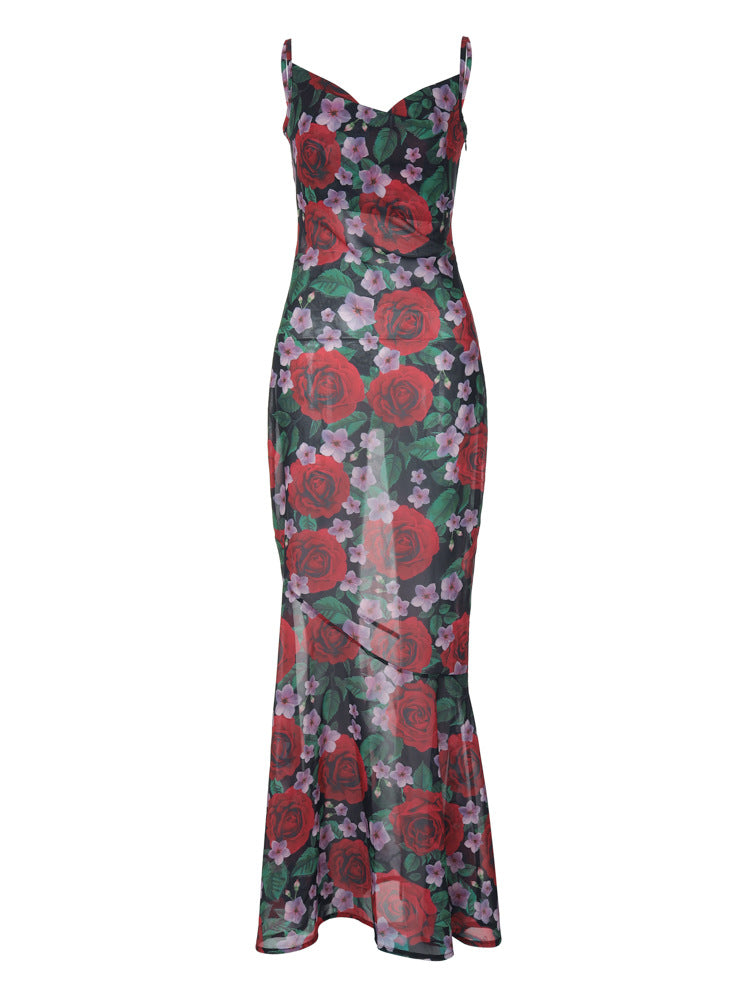 Summer Floral V-Neck Sleeveless Maxi Dress