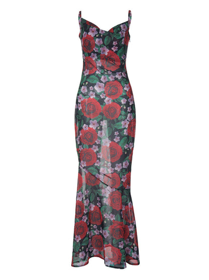 Summer Floral V-Neck Sleeveless Maxi Dress