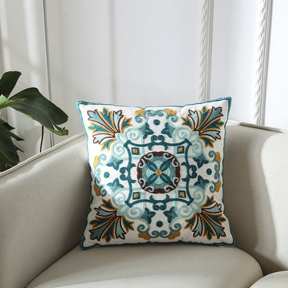 Towel Embroidered Cushion Cover Pillow Cover 45X45 Cotton Canvas Backrest Sofa Fresh Nordic Fashion