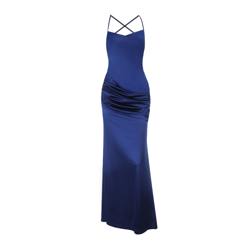 Sexy Cowl Neck Satin Dress for Evening Parties