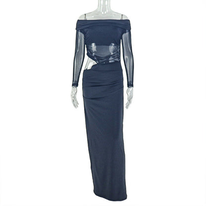 Elegant Ruched Bodycon Dress With Off-Shoulder Neckline