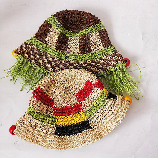 Handmade Straw Adult Hat Outdoor Beach Casual Visor Hat Featuring Resort Air Breathable Straw Hat