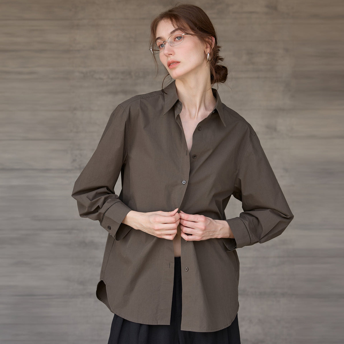 Cotton Long Sleeve Shirt with Lace Design for Effortless Style