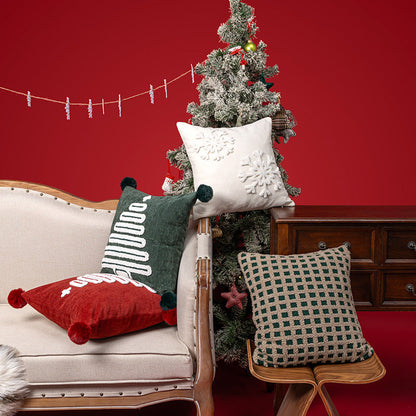 Cute Square Christmas Pillow Case With Pom