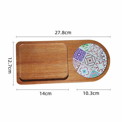Solid Wood Tray, Water Cup, Plate, Vintage Bread, Dim Sum, Dessert Storage, Breakfast And Small Plate