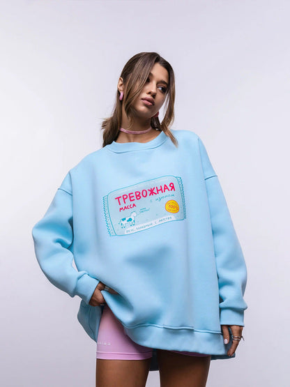 Casual Cow Print Sweatshirt Relaxed Fit Round Neck
