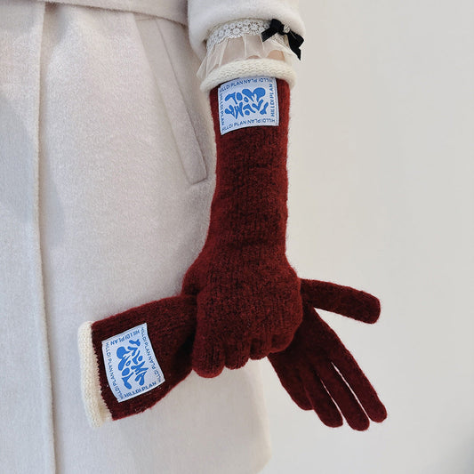 Winter Thermal Soft Touchscreen Wool Long Gloves