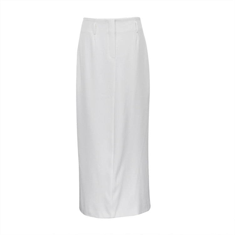 White A-Line Midi Skirt Trendy Casual Commuter