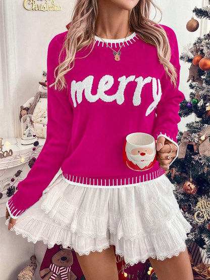 Casual Round Neck Knit Christmas Pullover Sweater