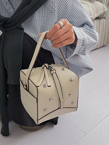 Punk Style Studded Handheld Square Bag for Women