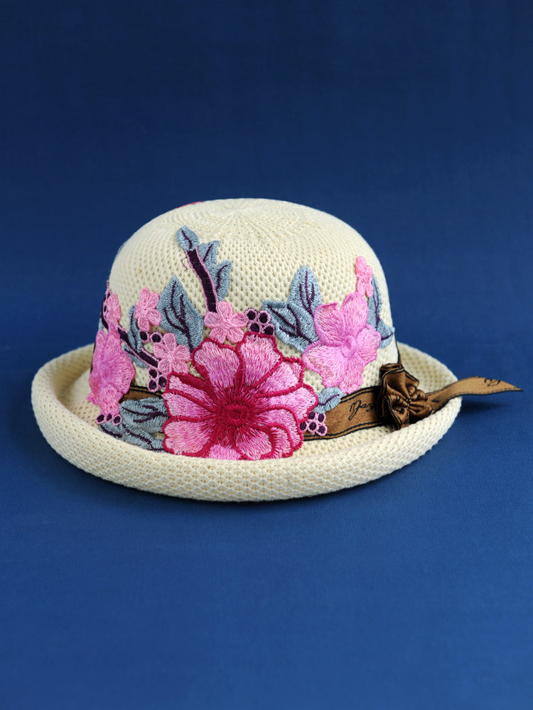New Ethnic Style Embroidery Spring Knitted Fisherman Hat Sunscreen Sunshade Hat Women'S Summer Top Hat Tide Versatile Pot Hat
