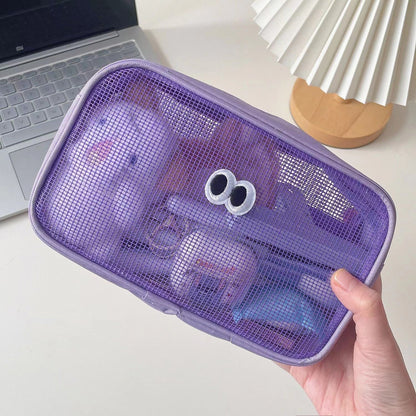 Simple Solid Color Mesh Make Up Bag