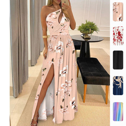 Elegant One-Shoulder Sleeveless High-Waisted Dress