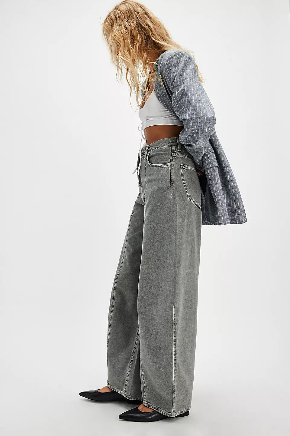 High Waist Denim Pant Washed Loose Jeans