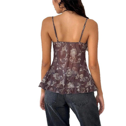 Floral Ruffle Crop Top for Women