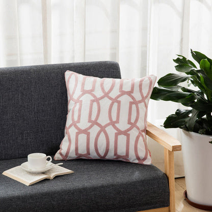 Towel Embroidered Cushion Cover Pillow Cover 45X45 Cotton Canvas Backrest Sofa Fresh Nordic Fashion