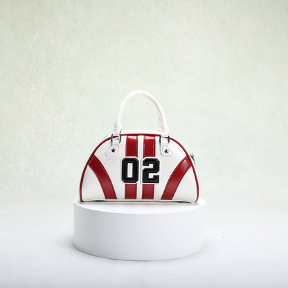 Bowling Style Color Block Handbag Trendy Casual Tote