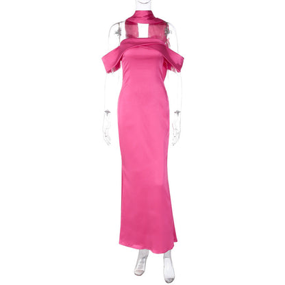 Elegant Backless Strapless Midi Dress in Solid Colors