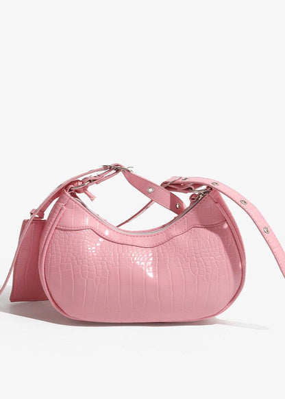 Croc Embossed PU Leather Crescent Bag
