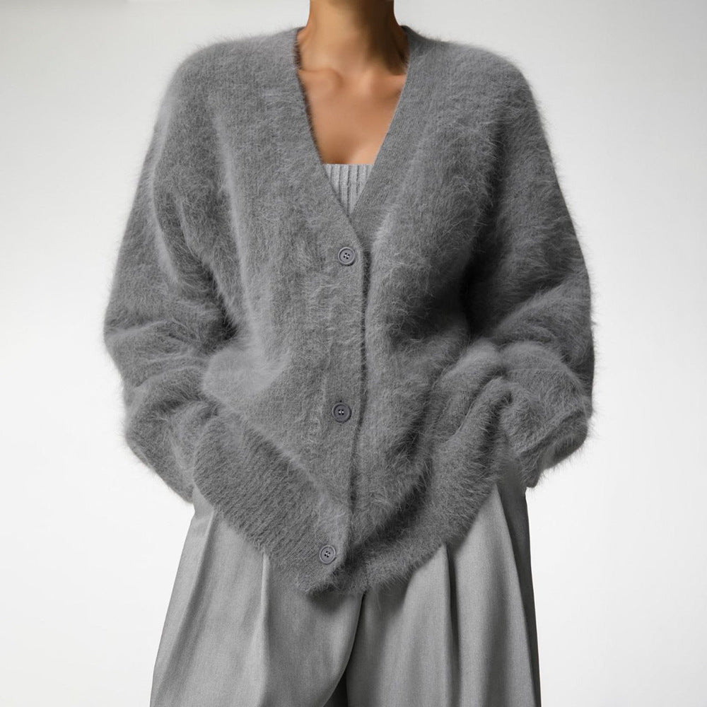 Knitted Cardigan Sweater V-Neck Cozy Casual Outerwear