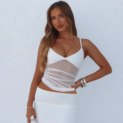 Sleeveless Mesh Back Bodycon Tank Top Casual Streetwear