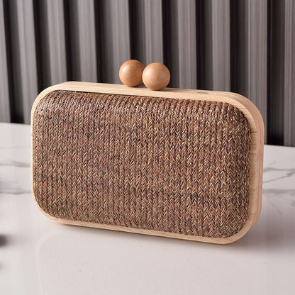 Woven Fabric Evening Clutch Bag Stylish Handheld Purse