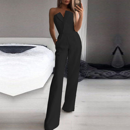 Chinese Style Long Jumpsuit Elegant Office Wear