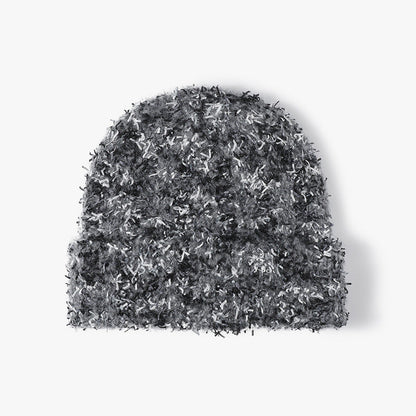 Spliced Color Knit Hat Padded Plushed Beanie