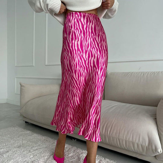 French Floral Midi Fishtail Skirt Elegant Casual Wear