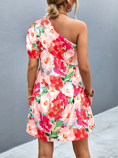 Fashion Summer Dress Women'S Slanted Shoulder Doll Dress