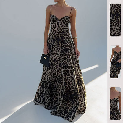 Elegant Leopard Print Maxi Dress for Casual Wear