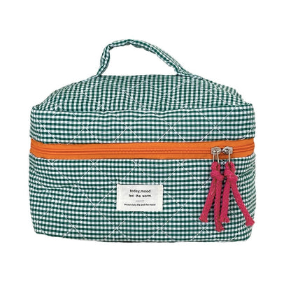 Classic Plaid Cosmetic Bag Minimalist Travel Pouch