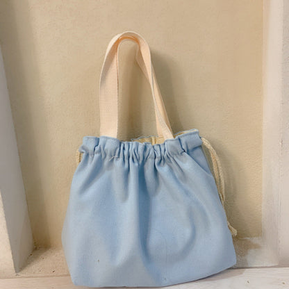 Plain Minimalist Japanese Bento Bag Canvas Drawstring Tote