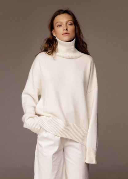 Ribbed Knit Turtleneck Sweater Soft Breathable Fabric