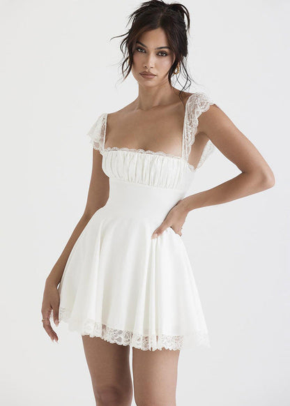 Lace Mini Dress With Corset Back Detail