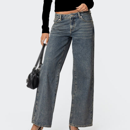 Vintage Heart Leopard Print Straight Leg Jeans