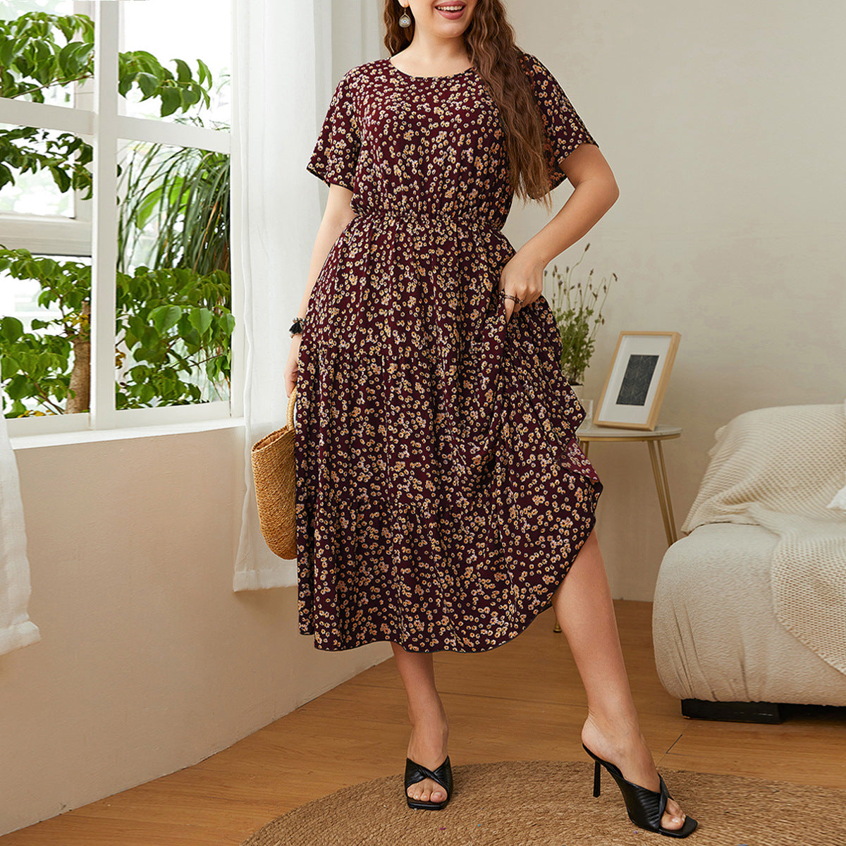 Floral Print Chiffon Maxi Dress Casual Chic