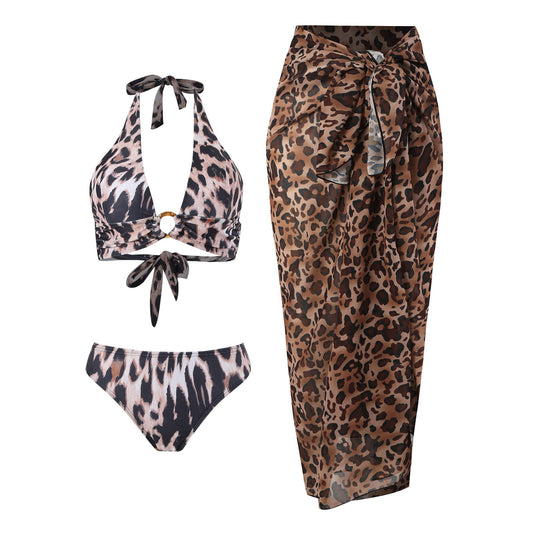 Leopard String Bikini Swimwear Mesh Cover