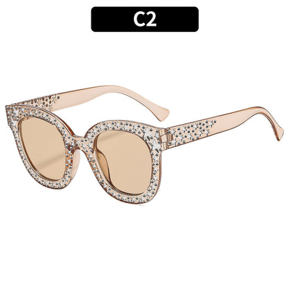 Fashionable Square Frame Sunglasses With Glitter Accents