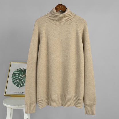 Chic High Neck Sweater Casual Pullover Solid Color
