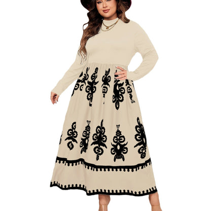 High-Waisted Floral Maxi Dress Polyester Elegant Casual Dress