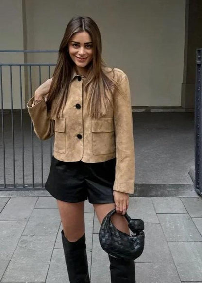Boxy Wool Jacket In Classic Camel Beige