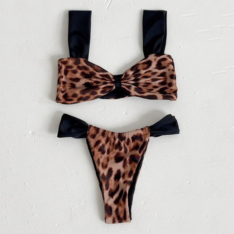 2PCS Color Block Splicing Bikini Sexy Swimwear