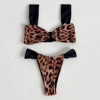 2PCS Color Block Splicing Bikini Sexy Swimwear