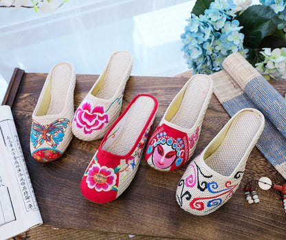 Butterfly Cloth Shoes Ladies Casual Summer Walking, Shopping Tourism, Cow Tendon Bottom Slippers