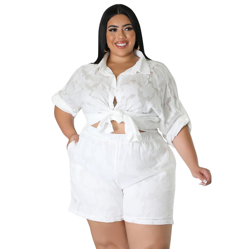 Amazon-Style Hollow Chiffon Two-Piece Outfit Set