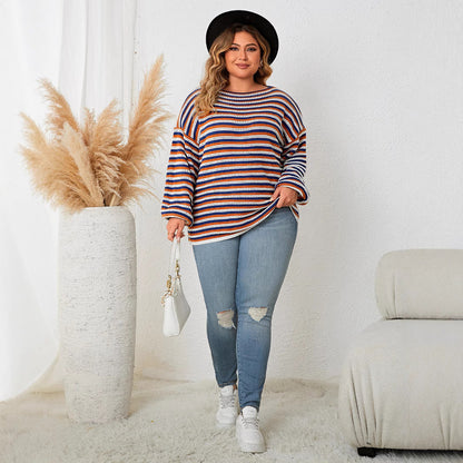 Casual Striped Loose Pullover Top For Women
