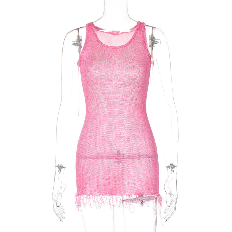 Trendy Sleeveless Bodycon Dress in Solid Colors